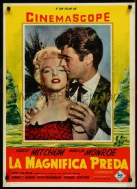 9k0422 RIVER OF NO RETURN Italian 20x28 pbusta 1954 c/u of Rory Calhoun & sexy Marilyn Monroe, rare!