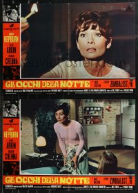 9k1409 WAIT UNTIL DARK set of 8 Italian 18x27 pbustas 1968 blind Audrey Hepburn, crazy Alan Arkin!