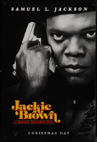 9k0835 JACKIE BROWN teaser 1sh 1997 Quentin Tarantino, cool image of Samuel L. Jackson with gun!