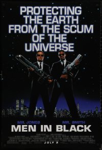 9k0895 MEN IN BLACK advance DS 1sh 1997 Will Smith & Tommy Lee Jones protecting the Earth!