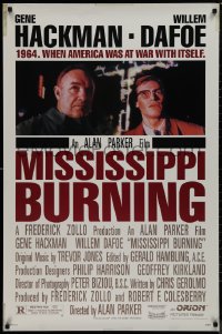 9k0901 MISSISSIPPI BURNING 1sh 1989 Alan Parker directed, Gene Hackman, Willem Dafoe, burning cross!