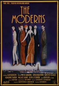 9k0903 MODERNS 1sh 1988 Alan Rudolph, cool artwork of trendy 1920's people by star Keith Carradine!