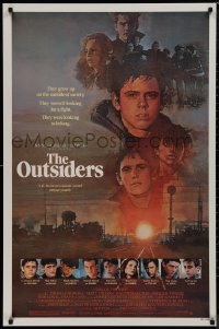 9k0937 OUTSIDERS 1sh 1982 David Grove art of Howell, Dillon, Macchio, Swayze, Lowe, cast!