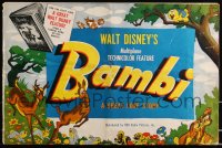 9k0043 BAMBI pressbook 1942 Walt Disney cartoon classic, includes tipped-in herald, ultra rare!