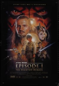9k0942 PHANTOM MENACE style B DS 1sh 1999 George Lucas, Star Wars Episode I, Drew Struzan art!