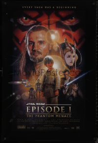 9k0944 PHANTOM MENACE style B fan club 1sh 1999 George Lucas, Star Wars Episode I, Drew Struzan art!