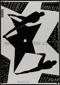 9k0420 WYSTAWA PLAKATU exhibition Polish 28x39 2002 Kalarus art of two people standing over star!