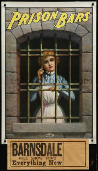 9k0078 PRISON BARS 1sh 1901 film pioneer Walter Barnsdale, great art of woman in jail, ultra rare!