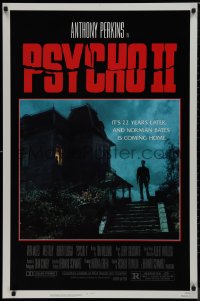 9k0958 PSYCHO II 1sh 1983 Anthony Perkins as Norman Bates, cool creepy image of classic house!