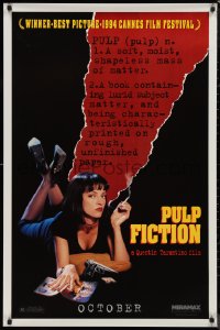 9k0960 PULP FICTION teaser 1sh 1994 Quentin Tarantino, close up of sexy Uma Thurman smoking!