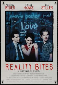 9k0967 REALITY BITES 1sh 1994 Winona Ryder, Ben Stiller, Ethan Hawke, comedy about love in the '90s!