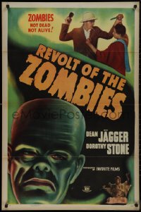 9k0978 REVOLT OF THE ZOMBIES 1sh R1947 cool artwork, they're not dead and they're not alive!