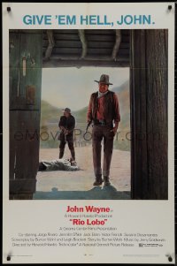 9k0979 RIO LOBO 1sh 1971 Howard Hawks, Give 'em Hell, John Wayne, great cowboy image!