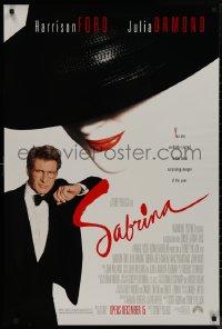9k0997 SABRINA advance 1sh 1995 suave Harrison Ford in tuxedo, sexy Julia Ormond in hat!