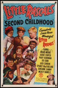 9k1006 SECOND CHILDHOOD 1sh R1952 Dickie Moore, Joe Cobb, Farina, Jackie Cooper, Our Gang kids!