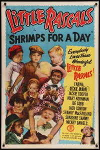9k1016 SHRIMPS FOR A DAY 1sh R1952 Dickie Moore, Joe Cobb, Farina, Jackie Cooper, Our Gang kids!