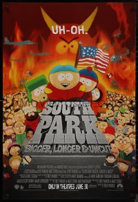9k1024 SOUTH PARK: BIGGER, LONGER & UNCUT int'l advance 1sh 1999 Parker & Stone animated musical!
