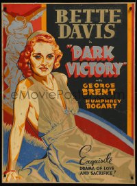 9k0002 DARK VICTORY 28x37 special poster 1939 best different art of sexy Bette Davis, ultra rare!