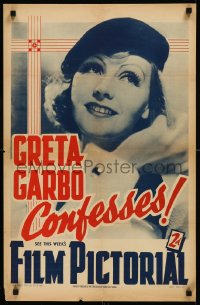 9k0281 FILM PICTORIAL 19x29 English advertising poster 1938 happy Greta Garbo Confesses, rare!