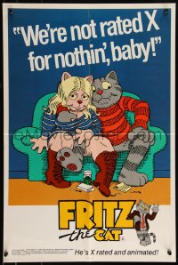 9k1257 FRITZ THE CAT 18x27 special poster 1972 Ralph Bakshi sex cartoon, he's not x-rated for nothin'!