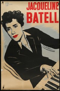 9k0112 JACQUELINE BATELL 30x45 French music poster 1940s Pineau art of the musician/composer, rare!