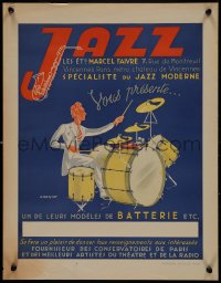 9k1444 JAZZ LES ETS MARCEL FAIVRE 17x21 French advertising poster 1950s drummer by J. Rassiat!