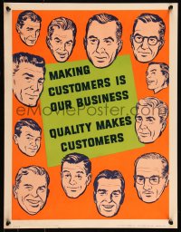 9k1168 MAKING CUSTOMERS IS OUR BUSINESS 17x22 motivational poster 1960s Elliott Service Company!