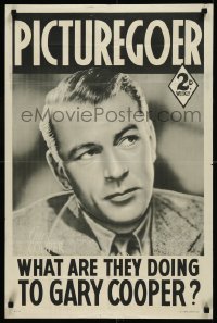 9k0283 PICTUREGOER 20x30 English advertising poster 1938 what are they doing to Gary Cooper, rare!