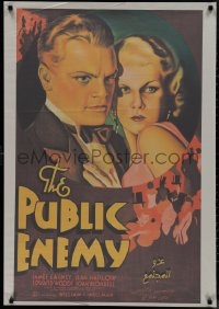 9k0543 PUBLIC ENEMY 28x39 Egyptian poster R2000s art of James Cagney & Jean Harlow!