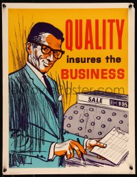 9k1172 QUALITY INSURES THE BUSINESS 17x22 motivational poster 1960s Elliott Service Company!