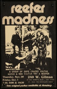 9k1271 REEFER MADNESS 10x16 special poster R1972 image of dope crazed youths, ultra rare!