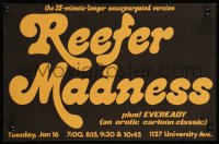 9k1270 REEFER MADNESS 10x16 special poster R1970s teens & marijuana, 15 minutes longer, ultra rare!