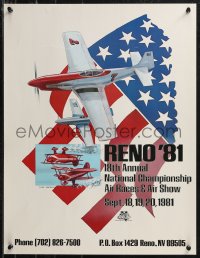 9k1272 RENO '81 18x24 special poster 1981 Andy Asercion art of aerial race, biplane stunts!