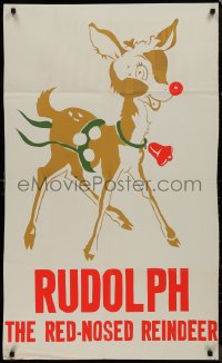 9k0227 RUDOLPH THE RED-NOSED REINDEER 25x41 special poster 1960s cool art of Santa's lead reindeer!
