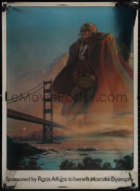 9k0228 SAN FRANCISCO 49ERS foil 24x33 special poster 1980 wild J. Lamb art of giant football player!