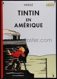 9k1445 TINTIN EN AMERIQUE 20x28 French advertising poster 2020 Herge art of Tintin riding on train!