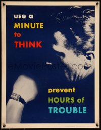 9k1175 USE A MINUTE TO THINK 17x22 motivational poster 1960s Elliott Service Company!