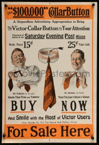 9k1121 VICTOR COLLAR BUTTON 14x21 advertising poster 1920s The $1000,000 button, cool diagram!