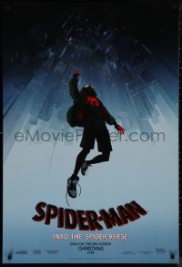 9k1028 SPIDER-MAN INTO THE SPIDER-VERSE teaser DS 1sh 2018 Cage in title role, falling into city!