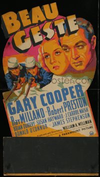 9k0016 BEAU GESTE die-cut 20x36 standee 1939 cool art of Gary Cooper & Susan Hayward, ultra rare!