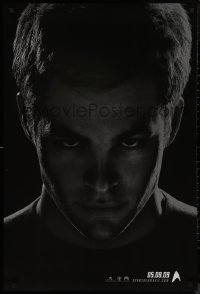 9k1035 STAR TREK teaser DS 1sh 2009 close-up of Chris Pine as Captain Kirk over black background!