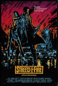 9k1056 STREETS OF FIRE 1sh 1984 Walter Hill, Michael Pare, Diane Lane, artwork by Riehm, no borders!