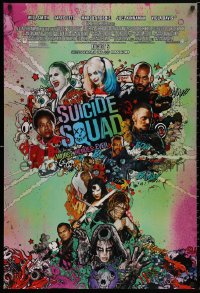 9k1060 SUICIDE SQUAD advance DS 1sh 2016 Smith, Leto as the Joker, Robbie, Kinnaman, cool art!