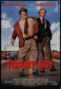9k1073 TOMMY BOY int'l 1sh 1995 great full-length image of screwballs Chris Farley & David Spade!