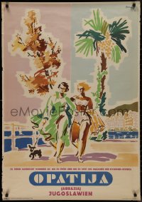 9k0325 OPATIJA 27x39 Yugoslavian travel poster 1953 the paradise of the Kvarner Riviera!