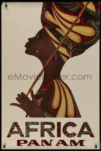 9k0099 PAN AM AFRICA 28x42 travel poster 1969 woman dressed in traditional Ankara clothing!