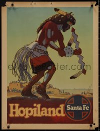 9k1216 SANTA FE HOPILAND 18x24 travel poster 1950s wonderful artwork of Native American dancing!