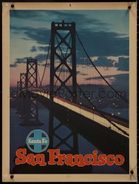 9k1217 SANTA FE SAN FRANCISCO 18x24 travel poster 1950s image of San Francisco-Oakland Bay Bridge!