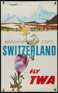 9k0337 TWA SWITZERLAND 25x40 travel poster 1950s wonderful art of nature by David Klein!