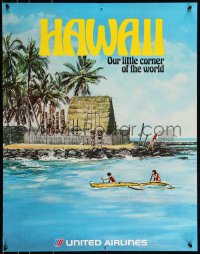 9k1221 UNITED AIRLINES HAWAII 22x28 travel poster 1970s our little corner of the world, great image!